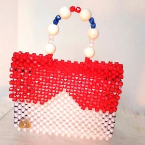 Hand-Carry Purse Red, White, & Blue Beaded Purse Patriotic 4th Of July